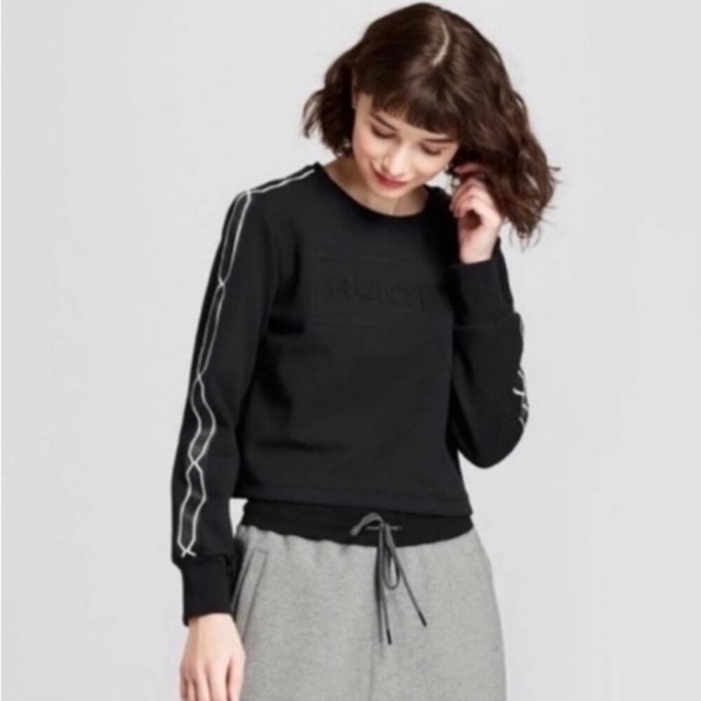 Hunter For Target Women's Black‎ Cropped Sweatshirt Embossed Logo Size CL